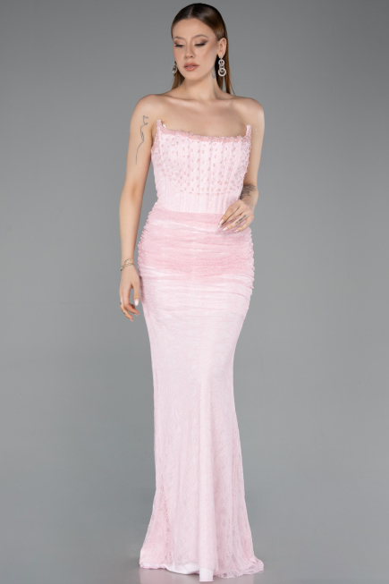 Long Powder Color Dantelle Mermaid Prom Dress ABU5933