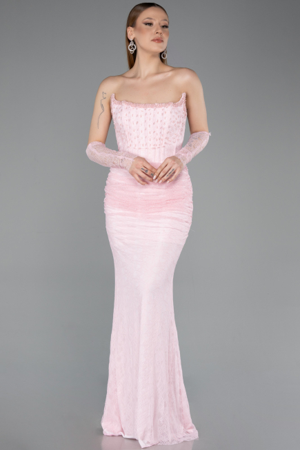Long Powder Color Dantelle Mermaid Prom Dress ABU5933