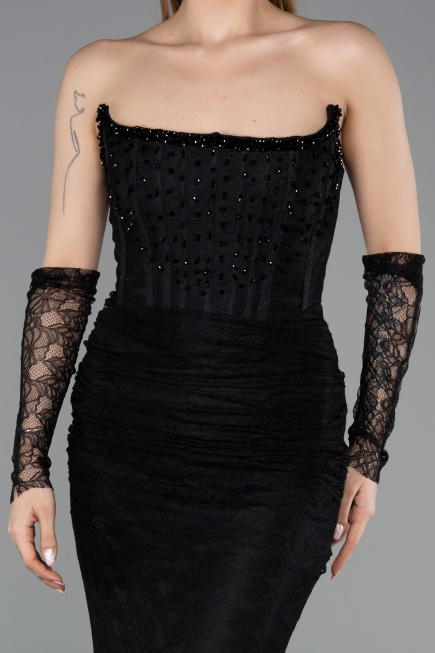 Long Black Dantelle Mermaid Prom Dress ABU5933