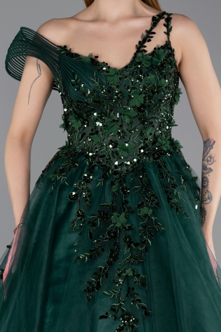 Long Emerald Green Designer Evening Dress ABU5960
