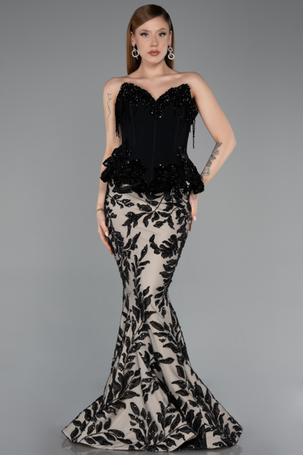 Long Black Haute Couture Dress ABU5954