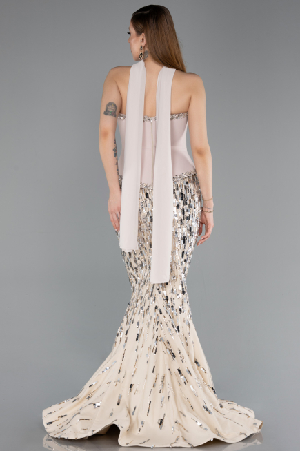 Long Beige Scaly Haute Couture Dress ABU5968