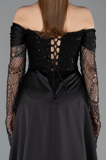 Long Black Beaded Evening Dress ABU5934