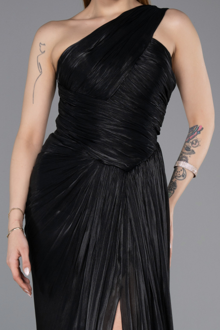 Long Black Chiffon Prom Gown ABU5946