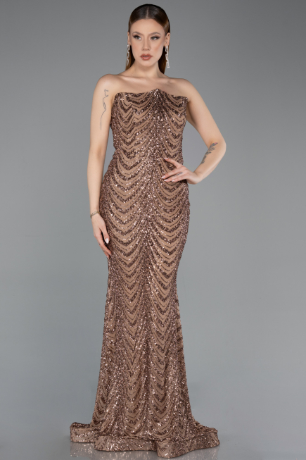 Long Copper Scaly Mermaid Prom Dress ABU5947