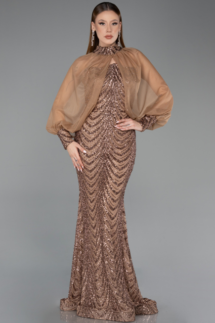 Long Copper Scaly Mermaid Prom Dress ABU5947