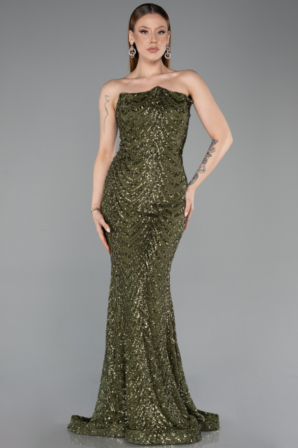 Long Olive Drab Scaly Mermaid Prom Dress ABU5947