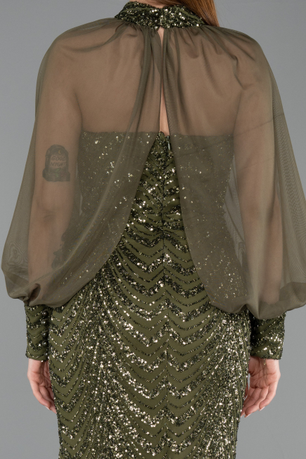 Long Olive Drab Scaly Mermaid Prom Dress ABU5947