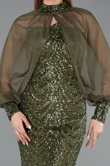 Long Olive Drab Scaly Mermaid Prom Dress ABU5947