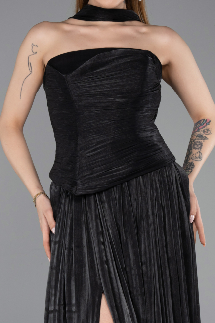 Long Black Chiffon Prom Gown ABU5957