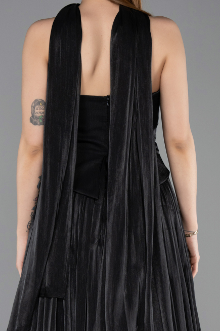 Long Black Chiffon Prom Gown ABU5957