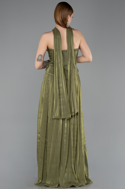 Long Olive Drab Chiffon Formal Plus Size Dress ABU5958