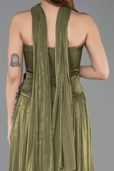 Long Olive Drab Chiffon Formal Plus Size Dress ABU5958