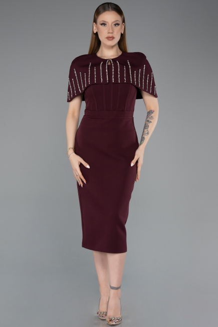 Midi Cherry Colored Party Dress ABK2588