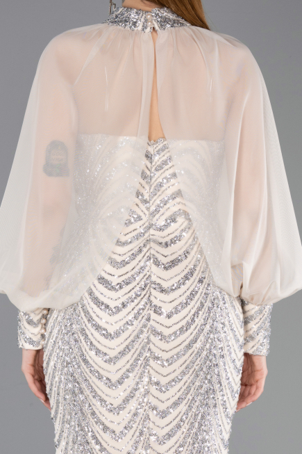 Long Beige Scaly Mermaid Prom Dress ABU5947