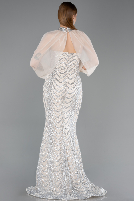 Long Beige Scaly Mermaid Prom Dress ABU5947