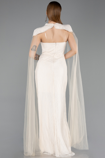 Long Beige Dantelle Evening Dress ABU5941
