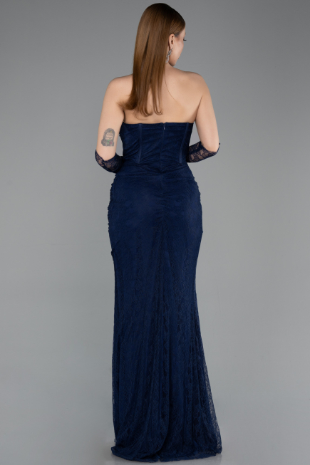 Long Navy Blue Dantelle Mermaid Prom Dress ABU5933