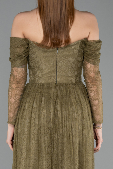Long Olive Drab Dantelle Evening Dress ABU5945