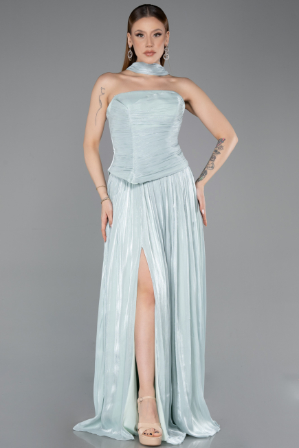 Long Mint Chiffon Prom Gown ABU5957