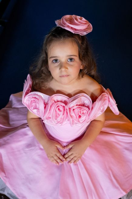 Short Pink Satin Girl Dress ABK2573