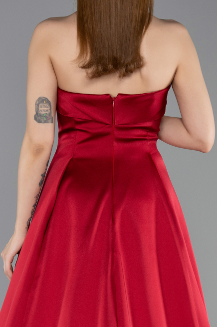 Long Red Satin Evening Dress ABU5932