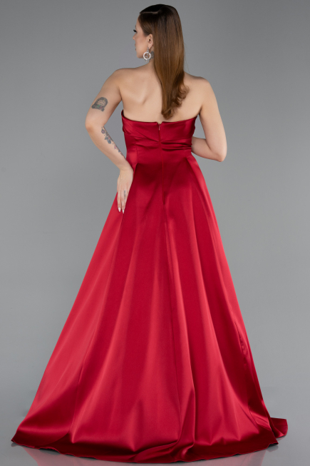 Long Red Satin Evening Dress ABU5932