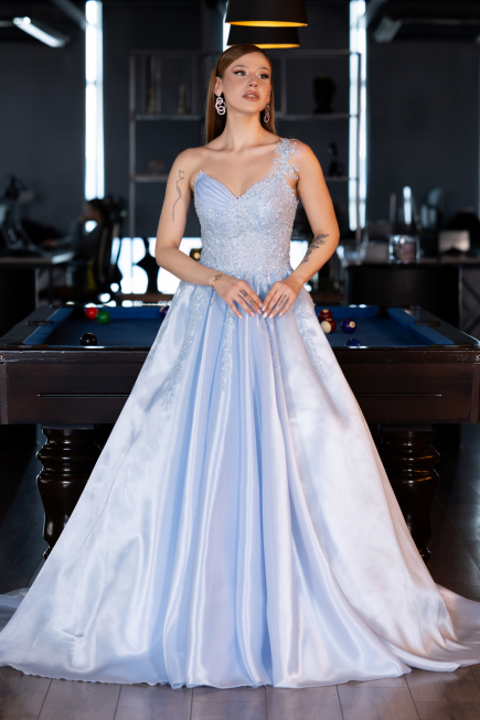 Long Light Blue Haute Couture Dress ABU5963