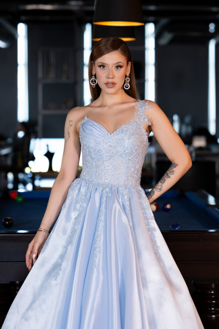 Long Light Blue Haute Couture Dress ABU5963
