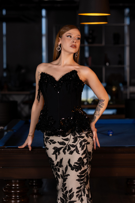 Long Black Haute Couture Dress ABU5954