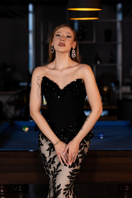 Long Black Haute Couture Dress ABU5954