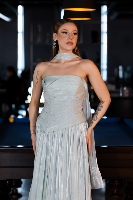 Long Mint Chiffon Prom Gown ABU5957