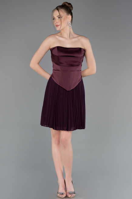 Short Plum Chiffon Cocktail Dress ABK2590