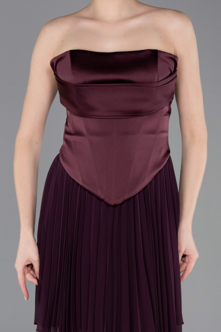 Short Plum Chiffon Cocktail Dress ABK2590