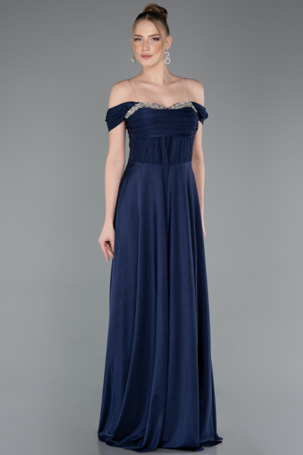 Long Navy Blue Prom Gown ABU5938
