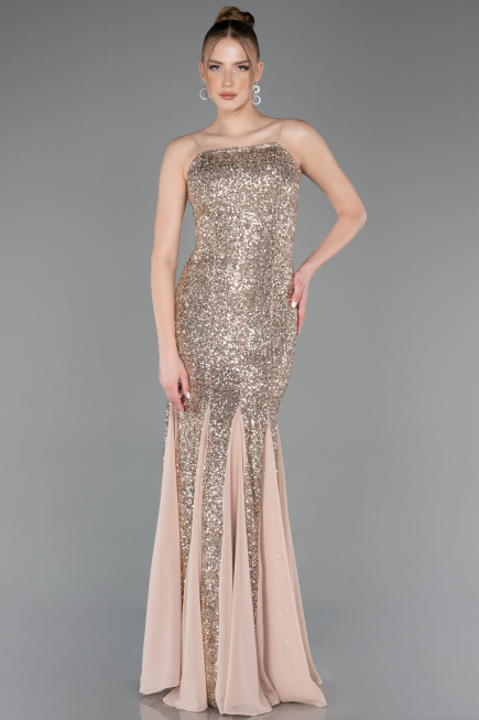 Long Gold Mermaid Prom Dress ABU5939