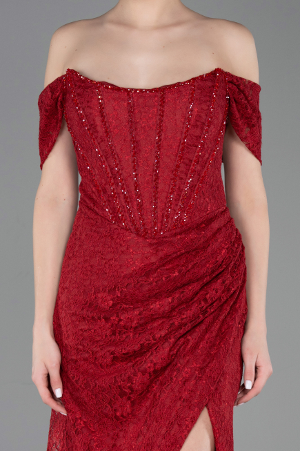 Long Burgundy Dantelle Evening Dress ABU5973