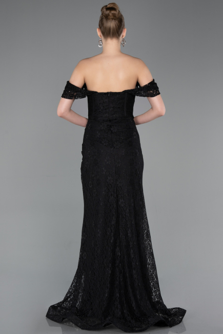 Long Black Dantelle Evening Dress ABU5973