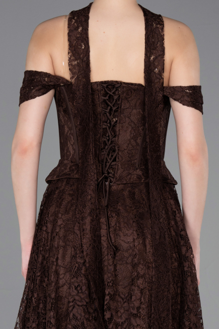 Long Brown Dantelle Evening Dress ABU5942