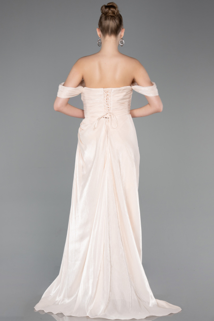 Long Beige Chiffon Evening Dress ABU5974