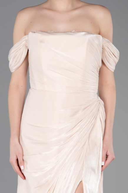 Long Beige Chiffon Evening Dress ABU5974