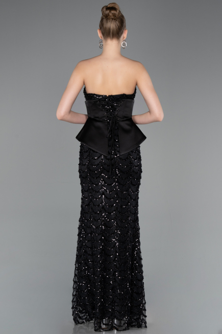 Long Black Scaly Evening Gown ABU5979