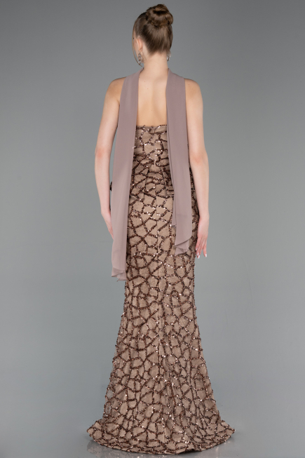 Long Copper Scaly Mermaid Evening Gown ABU5982