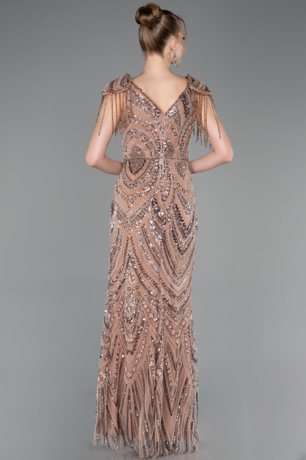 Long Copper Beaded Evening Dress ABU5959