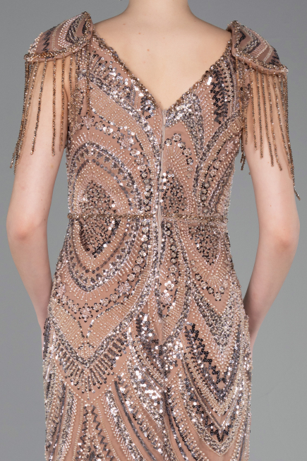 Long Copper Beaded Evening Dress ABU5959