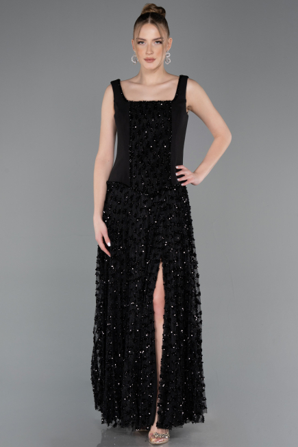 Long Black Scaly Evening Dress ABU5986