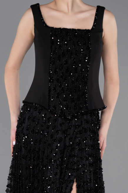 Long Black Scaly Evening Dress ABU5986