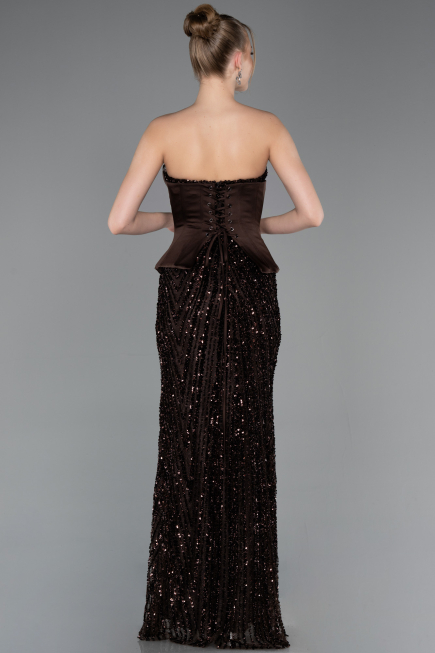 Long Brown Scaly Evening Dress ABU5978