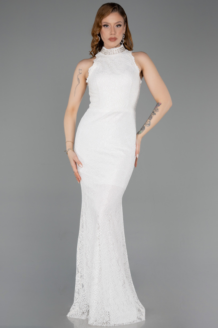 Long White Dantelle Evening Dress ABU5987