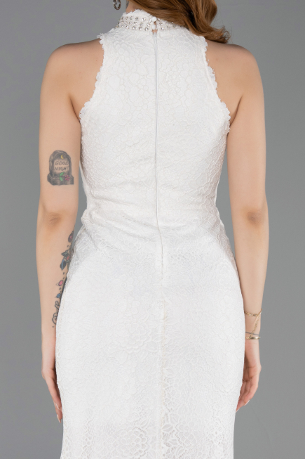 Long White Dantelle Evening Dress ABU5987